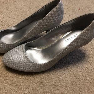 silver sparkly heels